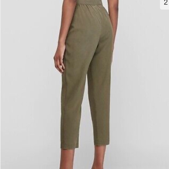 Express Women 00 Olive Green High Waist Belt FoldOver Pant Buckle Pocket - Picture 2 of 6